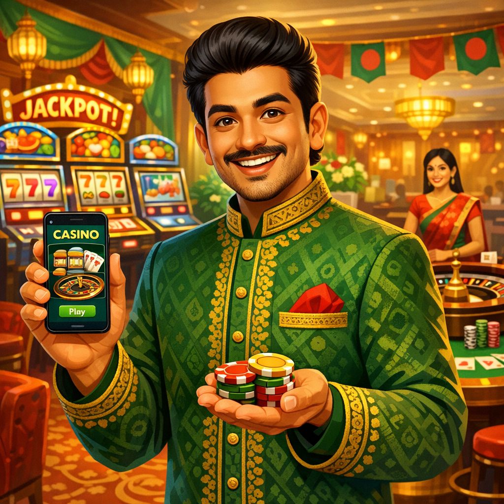 333XX casino themed cartoon character with chips, cards, and coins
